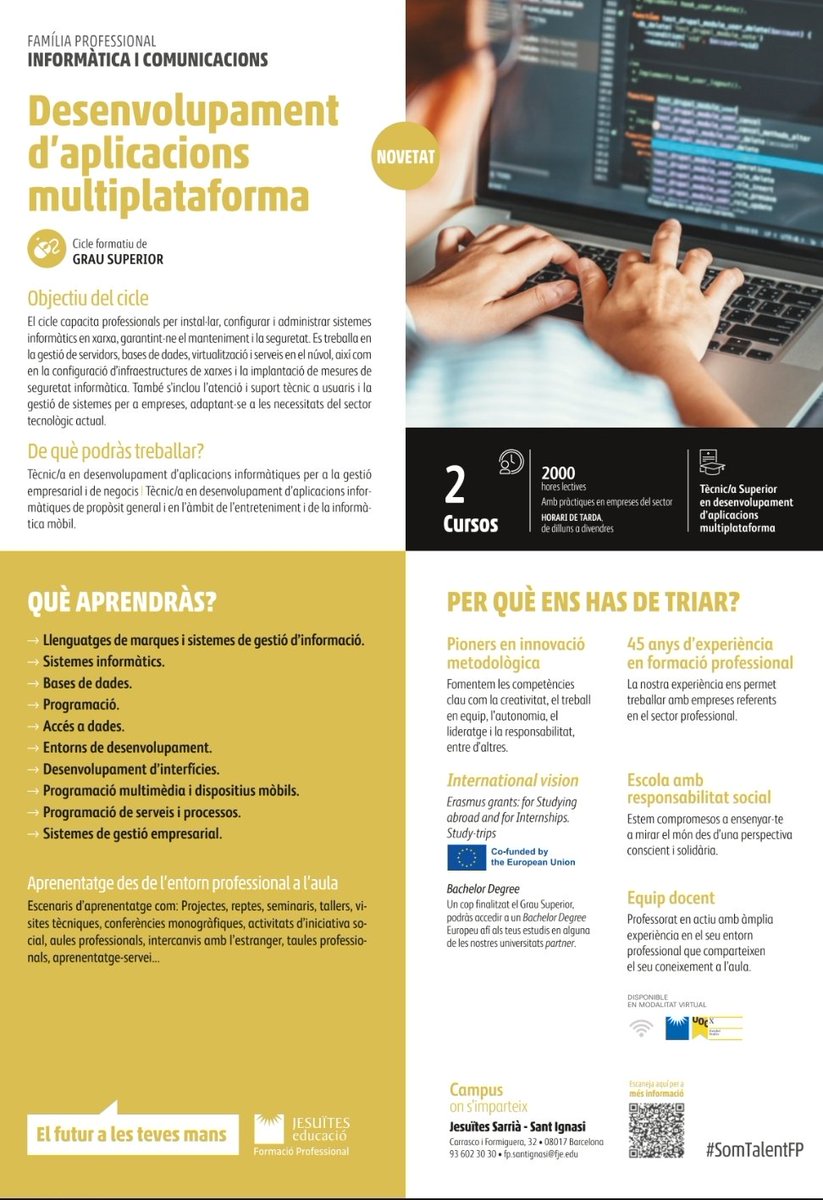 Jordi__Olle's tweet image. Interessat en #fp pel proper curs?. 

Assisteix a les nostres #sessionsinformatives i #portesobertes 

÷info:
sites.google.com/view/jesutes-s…

@jesuitesFP #JESarria #Somtalentfp #onestudiarfp