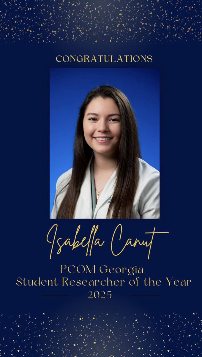 CanutIsabella's tweet image. Thrilled to share that I've been honored with the PCOM-GA Student Researcher of the Year (SROY) award! Looking forward to continuing to grow and contribute to the field of research