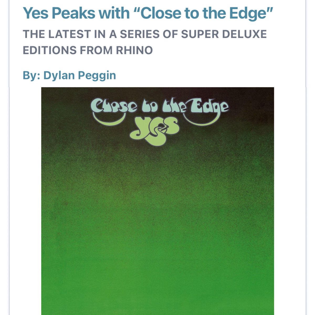 The Record Spinner (@record_spinner) on Twitter photo My review of <a href="/Rhino_Records/">Rhino Records</a> super deluxe edition of <a href="/yesofficial/">YESofficial</a> “Close to the Edge” is up on <a href="/tracking_angle/">Tracking Angle</a> .
#yesband #closetotheedge #jonanderson #chrissquire #stevehowe #billbruford #rickwakeman #progressiverock #rhinorecords #trackingangle
trackingangle.com/features/yes-p… My review of <a href="/Rhino_Records/">Rhino Records</a> super deluxe edition of <a href="/yesofficial/">YESofficial</a> “Close to the Edge” is up on <a href="/tracking_angle/">Tracking Angle</a> .
#yesband #closetotheedge #jonanderson #chrissquire #stevehowe #billbruford #rickwakeman #progressiverock #rhinorecords #trackingangle
trackingangle.com/features/yes-p…