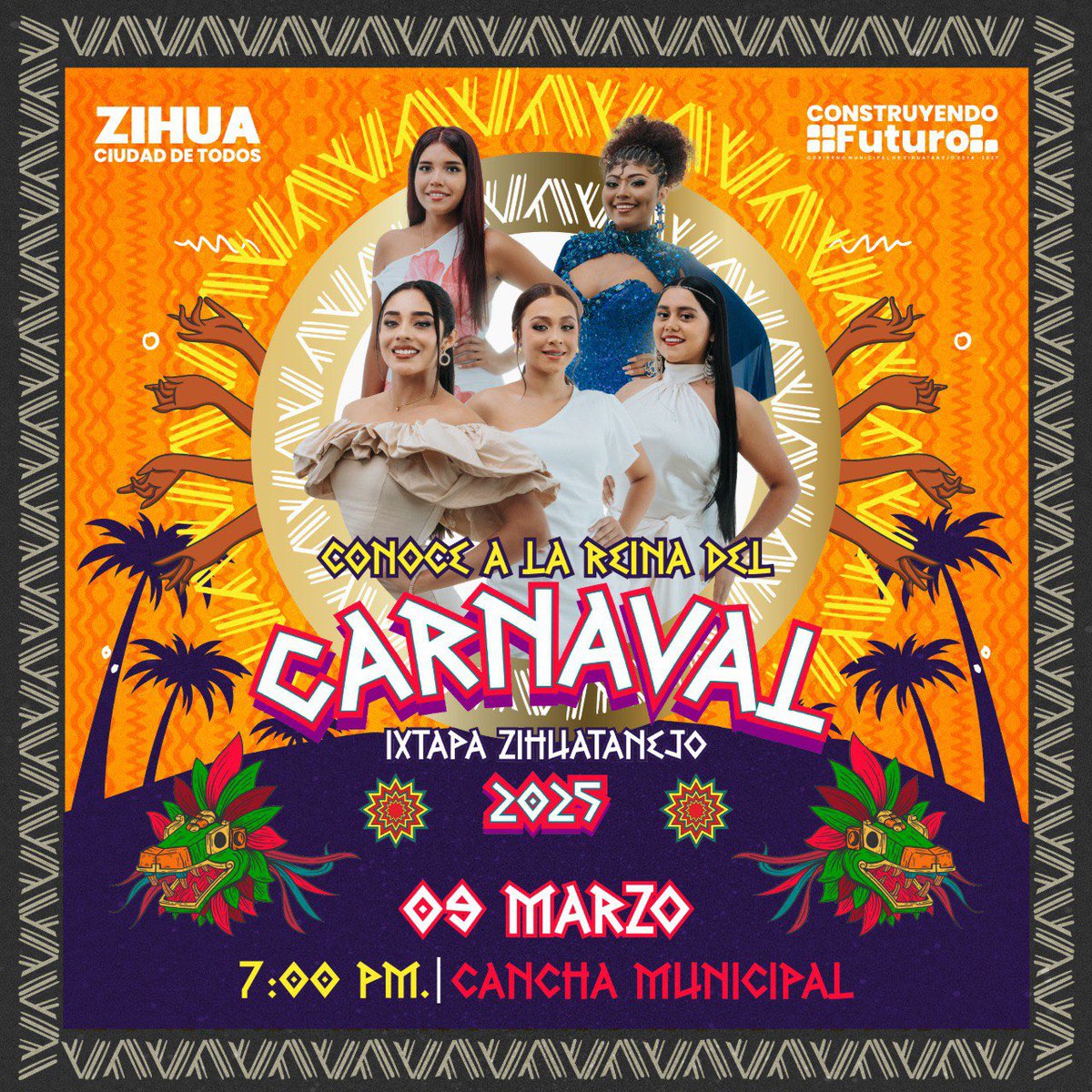El Carnaval Ixtapa Zihuatanejo 2025 está a punto de comenzar. Descubre quién será nuestra reina en esta gran fiesta. ¡No te lo pierdas!

Te esperamos mañana a las 7:00 P.M. en la cancha municipal. Ven y disfruta de este increíble ambiente.