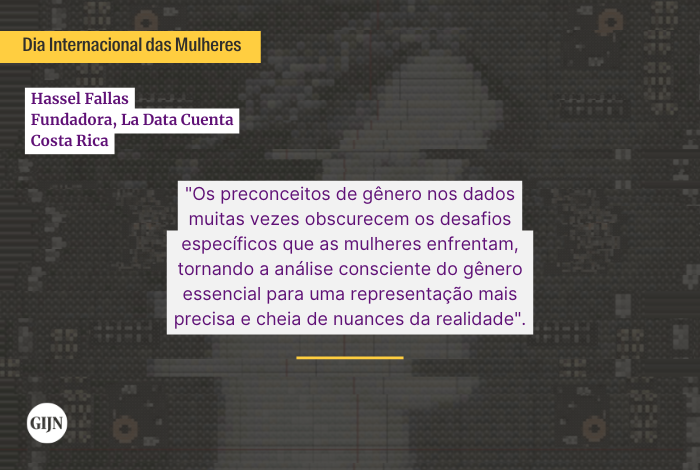 <a href="/ARIJNetwork/">Arab Reporters for Investigative Journalism</a> <a href="/pinardag/">Pınar Dağ FirthⓋ</a> <a href="/gijnTurkish/">Küresel Araştırmacı Gazetecilik Ağı-GIJNTürkçe</a> <a href="/MukamiPurity/">Mukami</a> 🇨🇷 "Os preconceitos de gênero nos dados muitas vezes obscurecem os desafios específicos que as mulheres enfrentam, tornando a análise consciente do gênero essencial para uma representação mais precisa..."

– <a href="/HasselFallas/">Hassel Fallas</a>, Fundadora do <a href="/La_data_cuenta/">La Data Cuenta</a>

twp.ai/1T2cZS