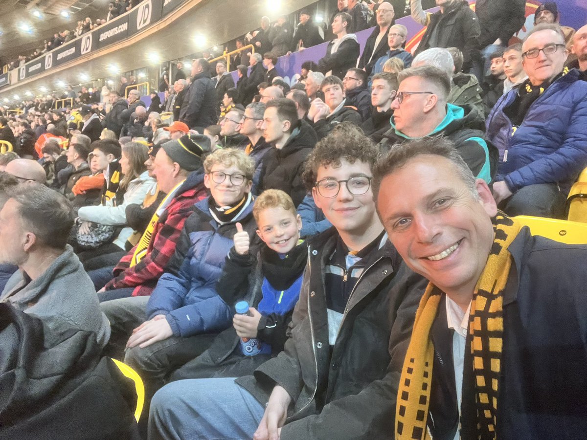 Hickerton's tweet image. Double football game day today. Amazing Hospitality at Birmingham (wrong result) 😂. Great to see so many Imps fans in full voice and a fabulous game and balti pie - joining my nephews’ to support their team Wolves this evening..