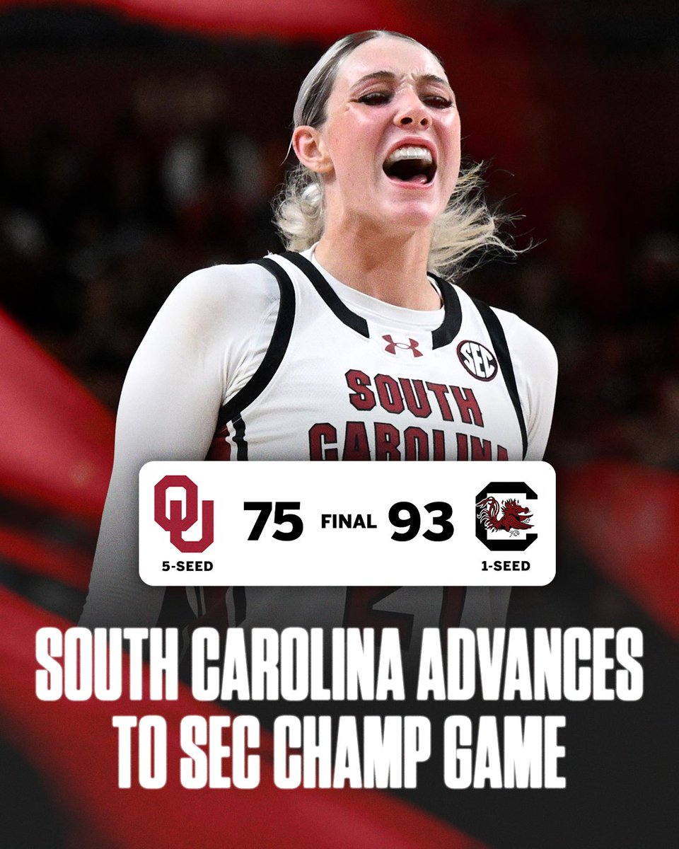 SEC Network (@secnetwork) on Twitter photo THE REIGNING SEC CHAMPIONS ARE BACK IN THE CHAMP GAME 🤙
<a href="/GamecockWBB/">South Carolina Women's Basketball</a> advances to an SEC record sixth straight SEC title game appearance. THE REIGNING SEC CHAMPIONS ARE BACK IN THE CHAMP GAME 🤙
<a href="/GamecockWBB/">South Carolina Women's Basketball</a> advances to an SEC record sixth straight SEC title game appearance.