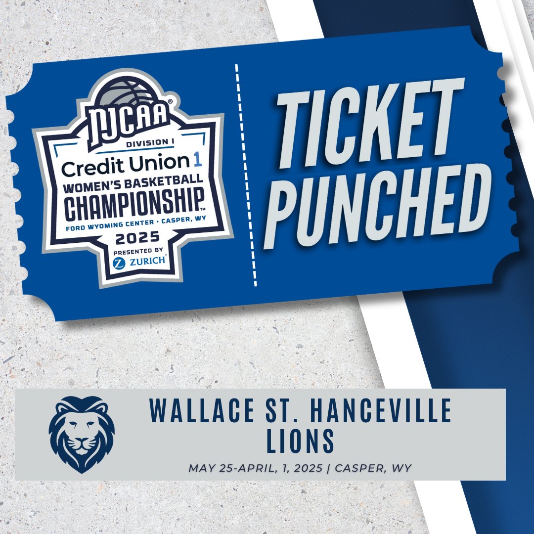 🎟️👊 Wallace State is the first team to punch their ticket to Casper!

The Lions defeated Shelton State to claim the South District Championship and advance to the 2025 #NJCAABasketball DI Women's Championship!

njcaa.org/sports/wbkb/20…