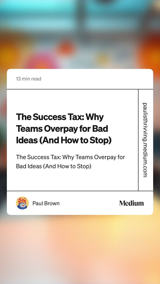 Some teams commit to ideas too soon and pay the price. Others test, validate, and invest wisely. I call them Deciders and Seekers. Which one is your team? “The Success Tax: Why Teams Overpay for Bad Ideas (And How to Stop)“ medium.com/thrivve-partne…