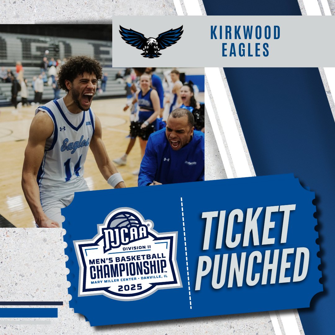 🎟️ Kirkwood punches their ticket to the 2025 #NJCAABasketball DII Men's Championship in Danville, IL.

njcaa.org/sports/mbkb/20…