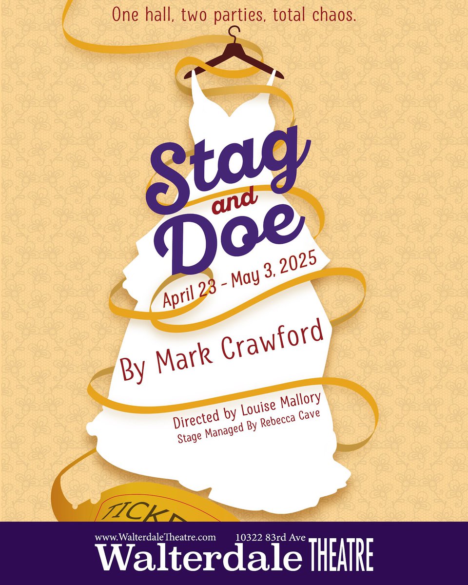 UP NEXTON OUR STAGE! 

STAG AND DOE
April 23 – May 3, 2025
by Mark Crawford
Directed by Louise Mallory

Bonnie and Brad are throwing a party to pay for their upcoming wedding! 

Tickets: showpass.com/o/walterdale-t… 

#staganddoe #weddingsonstage #jelloshots #markcrawford
