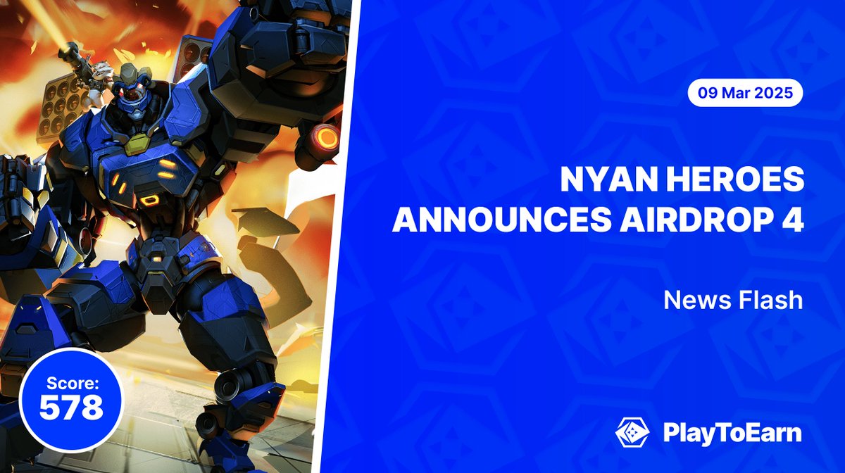 PlayToEarn's tweet image. Nyan Heroes Announces Airdrop 4 With 6.7 Million $NYAN Tokens Up for Grabs 🪂

PlayToEarn Score: 578 📈

💥AAA web3 shooter @nyanheroes is back with its biggest token giveaway yet! Running from March 26th to April 13th

Read more 🧵