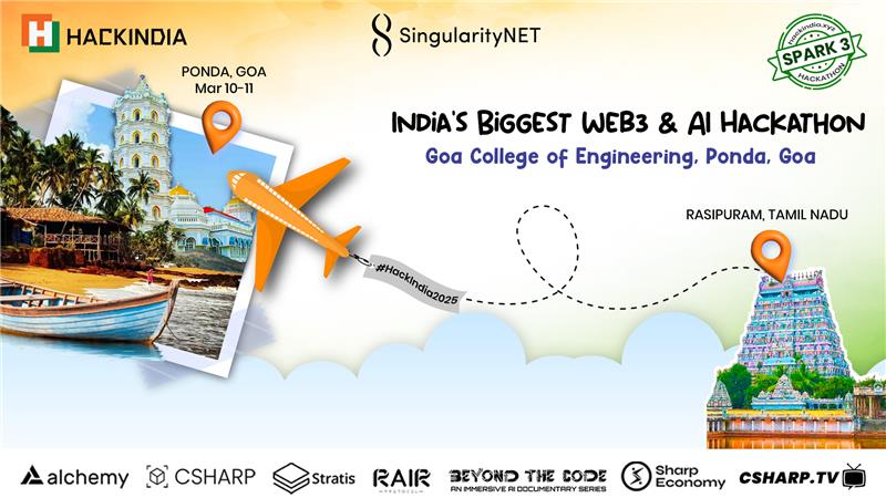 HackIndiaXYZ's tweet image. From #TamilNadu to #Goa—#HackIndia2025 keeps growing! #Spark3 is about to begin, and we can’t wait to see the next wave of innovation!
Be part of the movement: hackindia.xyz
@SingularityNET @DeepFunding @BeyondtheCodeAI @stratisplatform @rairprotocol @CsharpCorner…