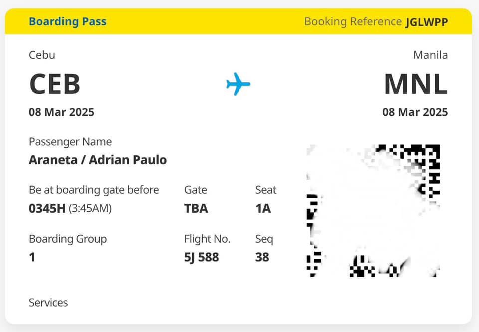Yesterday, I was flying back to Manila from Cebu when this happened.

I was seated at the front of the plane, in seat 1A. I was super tired at first and had my earphones on, so I didn’t really know what was happening. Then I heard someone crying, and even the crew was holding