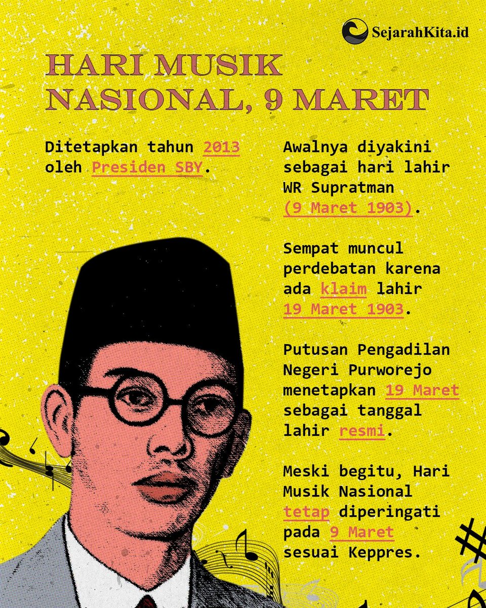 idsejarahkita's tweet photo. Setiap 9 Maret, Indonesia memperingati Hari Musik Nasional sebagai bentuk penghargaan terhadap peran musik dalam membentuk identitas budaya serta mendukung pembangunan nasional. https://t.co/Z10VAifD91