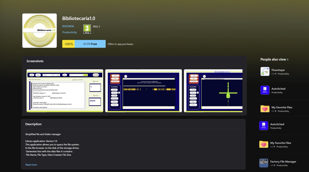 CAStenman's tweet image. Bibliotecaria1.0, is App of The Day on myAppFree t.ly/hdF0v #Windows11 #myAppFree #FileSystem #FileBrowser