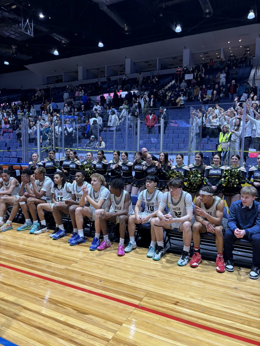 RushAthletics's tweet photo. A Championship welcome for the @SecVBBasketball AAA Champs Thanks to Henrietta Fire/MCSO for bringing the champs home. Thanks @RHCheerleading for the energy tonight. Big thanks to @SecVAthletics leaders for a great host at BlueCross Arena all day

@PrimetimeBall_ 
@rhschools https://t.co/05VQZm02jM