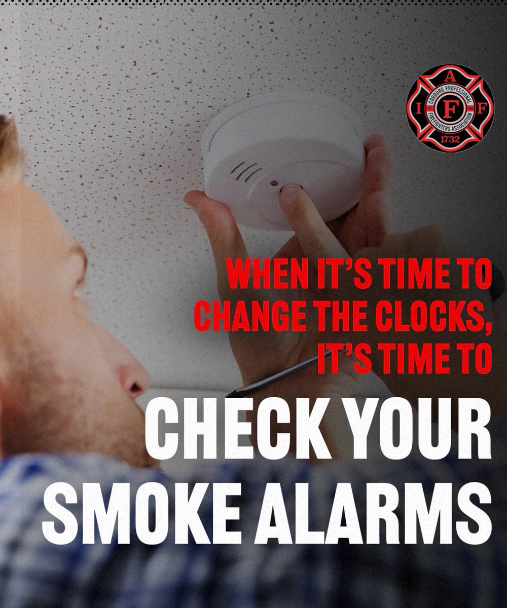 Reminder to check your smoke and carbon monoxide alarms and change the batteries when the time changes tomorrow!