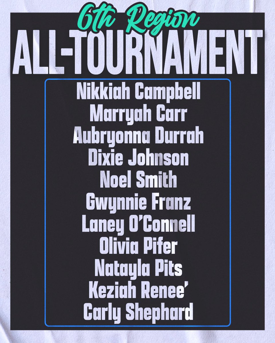 Alyx White (@alyxwhite_) on Twitter photo 𝟮𝟬𝟮𝟱 𝗖𝗟𝗔𝗦𝗦 𝗔𝗖𝗧 𝟲𝗧𝗛 𝗥𝗘𝗚𝗜𝗢𝗡 𝗚𝗜𝗥𝗟𝗦’ 𝗔𝗟𝗟 𝗧𝗢𝗨𝗥𝗡𝗘𝗬 𝗧𝗘𝗔𝗠🏀
Congrats to these players for being named to the All-Tournament Team🎖️⬇️
<a href="/marryah_carr/">Marryah Carr</a> <a href="/DixieJ20/">Dicksaline Johnson</a> <a href="/noelsmithh/">Noel Smith</a> <a href="/gwynnieFranz20/">Gwynnie Franz</a> <a href="/Laneyoconnell20/">Laney O’Connell</a> <a href="/olivia_pifer/">Olivia Pifer</a> <a href="/keziah_renee/">Keziah Renee' 2026</a> <a href="/carlyshep09/">Carly Shephard</a> 𝟮𝟬𝟮𝟱 𝗖𝗟𝗔𝗦𝗦 𝗔𝗖𝗧 𝟲𝗧𝗛 𝗥𝗘𝗚𝗜𝗢𝗡 𝗚𝗜𝗥𝗟𝗦’ 𝗔𝗟𝗟 𝗧𝗢𝗨𝗥𝗡𝗘𝗬 𝗧𝗘𝗔𝗠🏀
Congrats to these players for being named to the All-Tournament Team🎖️⬇️
<a href="/marryah_carr/">Marryah Carr</a> <a href="/DixieJ20/">Dicksaline Johnson</a> <a href="/noelsmithh/">Noel Smith</a> <a href="/gwynnieFranz20/">Gwynnie Franz</a> <a href="/Laneyoconnell20/">Laney O’Connell</a> <a href="/olivia_pifer/">Olivia Pifer</a> <a href="/keziah_renee/">Keziah Renee' 2026</a> <a href="/carlyshep09/">Carly Shephard</a>