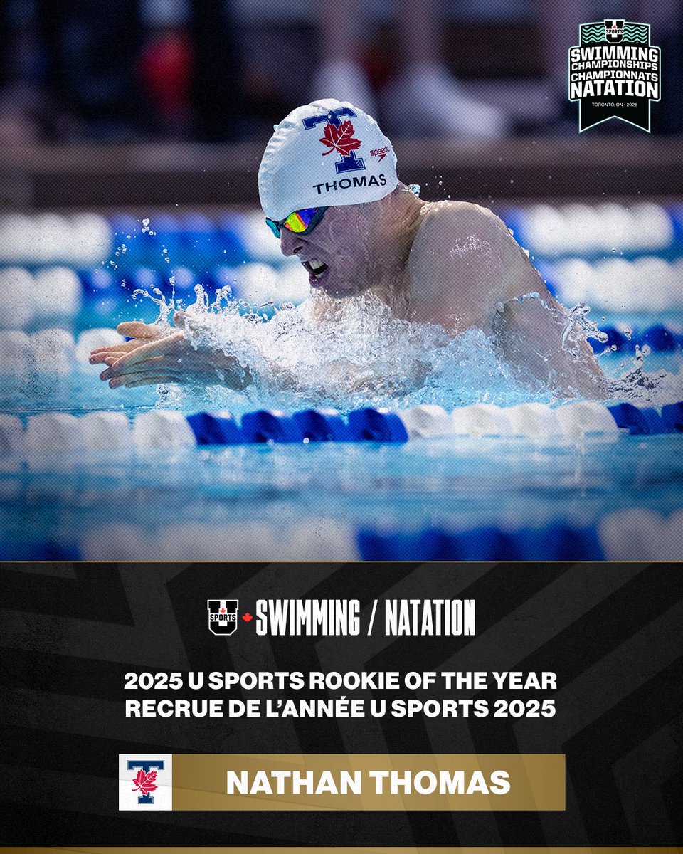 Nathan Thomas of the <a href="/Varsity_Blues/">U of T Varsity Blues</a>  wins the 2025 U SPORTS Men’s Rookie of the Year Award!

Nathan Thomas de la <a href="/Varsity_Blues/">U of T Varsity Blues</a>  est la débutant de l’année de U SPORTS 2025!

#ChaseTheGlory | #ViserHaut