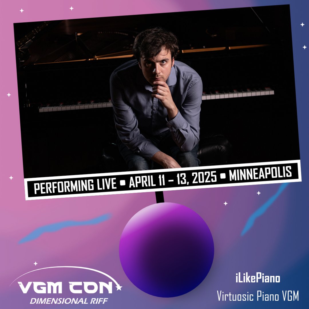 VGMCon's tweet image. The Dimensional Riff🌌 has done some wild things to the space time continuum🕜 i.e. it seems to have sent iLikePiano (aka @RyanMcGaughey3) and a whole piano🎹 into the future, roughly April 11-13, 2025🗓️. Guess you'll have to go to VGM CON 2025 to see what he can do on the keys!