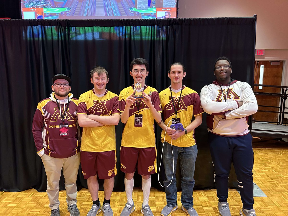 Another trophy added to the collection! UMN Smash takes home 1st place in Collegiate Crews at Northstar 3!

Coach <a href="/BarbNationSSB/">BarbNation</a> (left)
<a href="/Griz_Hawk/">GrizHawk</a> 
<a href="/Bunny5001_/">Bunny5001</a> 
<a href="/Flats_ssbu/">Wes</a> 
<a href="/Treyara_Smash/">Weird | Treyara (Gaming fr)</a> (right)