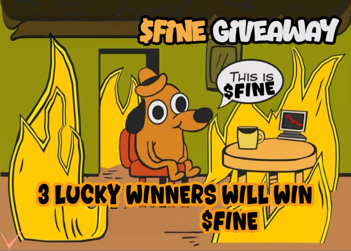 🔥Market crashes? It’s $FINE
📉Liquidation? It’s $FINE
💀Rug pulls? Well… it’s $FINE

🎁🎉GIVEAWAY BONANZA🎉🎁
🤑2 Winners x 555,555 $FINE🤑

 👇👇⏰72 hours to enter⏰👇👇
1⃣LIKE, RETWEET, TAG 3 OF YOUR FINEST FRIENDS
2⃣Follow <a href="/itsfine500/">It`s fine</a> and <a href="/RealBongSolo/">BongSolo🍀</a> 
3⃣Join