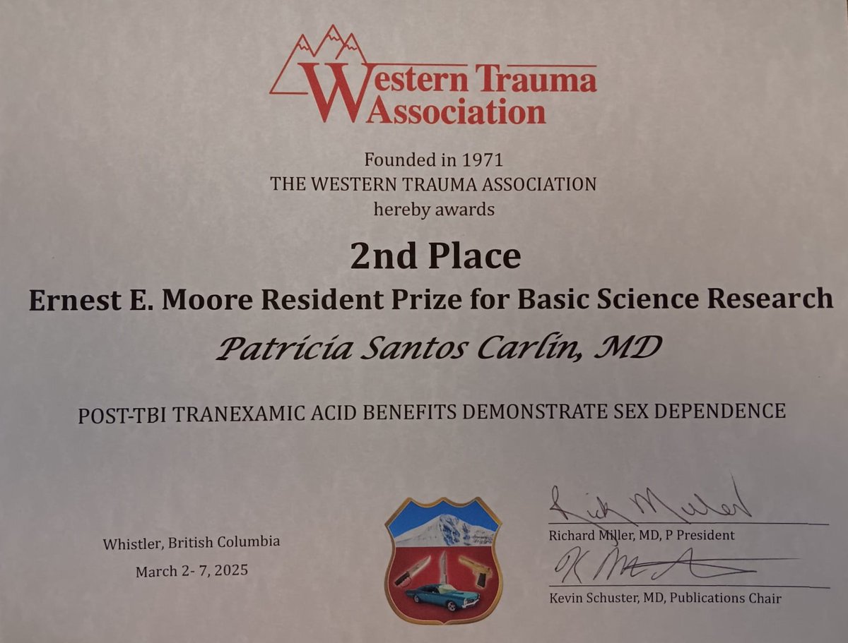 Patricia Santos Carlin, MD (@patyscarlin) on Twitter photo Great week. Not only did I attend and present my research at the <a href="/WesternTrauma/">WesternTrauma</a>, but I was chosen in 2nd place in the Basic Science Paper Competition. Thank you to my mentor <a href="/JPascual2016/">Jose Pascual</a> and my great co-authors <a href="/garybassmd/">Gary Alan Bass</a> <a href="/AlexMKauffman/">Alexandra Kauffman</a> <a href="/UPennTrauma/">UPenn Trauma</a> <a href="/pennsurgery/">PennSurgery</a> <a href="/AAPPHealth/">American Association of Peruvian Physicians (AAPP)</a> Great week. Not only did I attend and present my research at the <a href="/WesternTrauma/">WesternTrauma</a>, but I was chosen in 2nd place in the Basic Science Paper Competition. Thank you to my mentor <a href="/JPascual2016/">Jose Pascual</a> and my great co-authors <a href="/garybassmd/">Gary Alan Bass</a> <a href="/AlexMKauffman/">Alexandra Kauffman</a> <a href="/UPennTrauma/">UPenn Trauma</a> <a href="/pennsurgery/">PennSurgery</a> <a href="/AAPPHealth/">American Association of Peruvian Physicians (AAPP)</a>