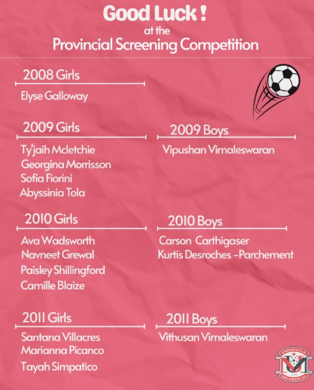 Congratulations to our players who were selected to Ontario Provincial Screening Competition! #strikerproud