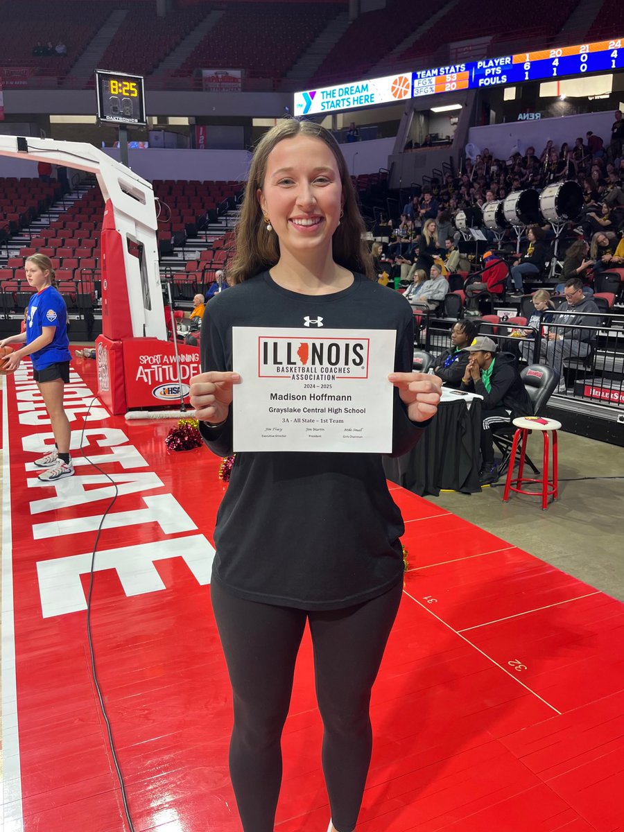 Great to see <a href="/mhoffmannnn/">Madison Hoffmann</a> honored at ISU for being named IBCA Class 3A 1st team All-State.  <a href="/ibcacoaches/">Illinois Basketball Coaches Association</a> #PridePassionTeam