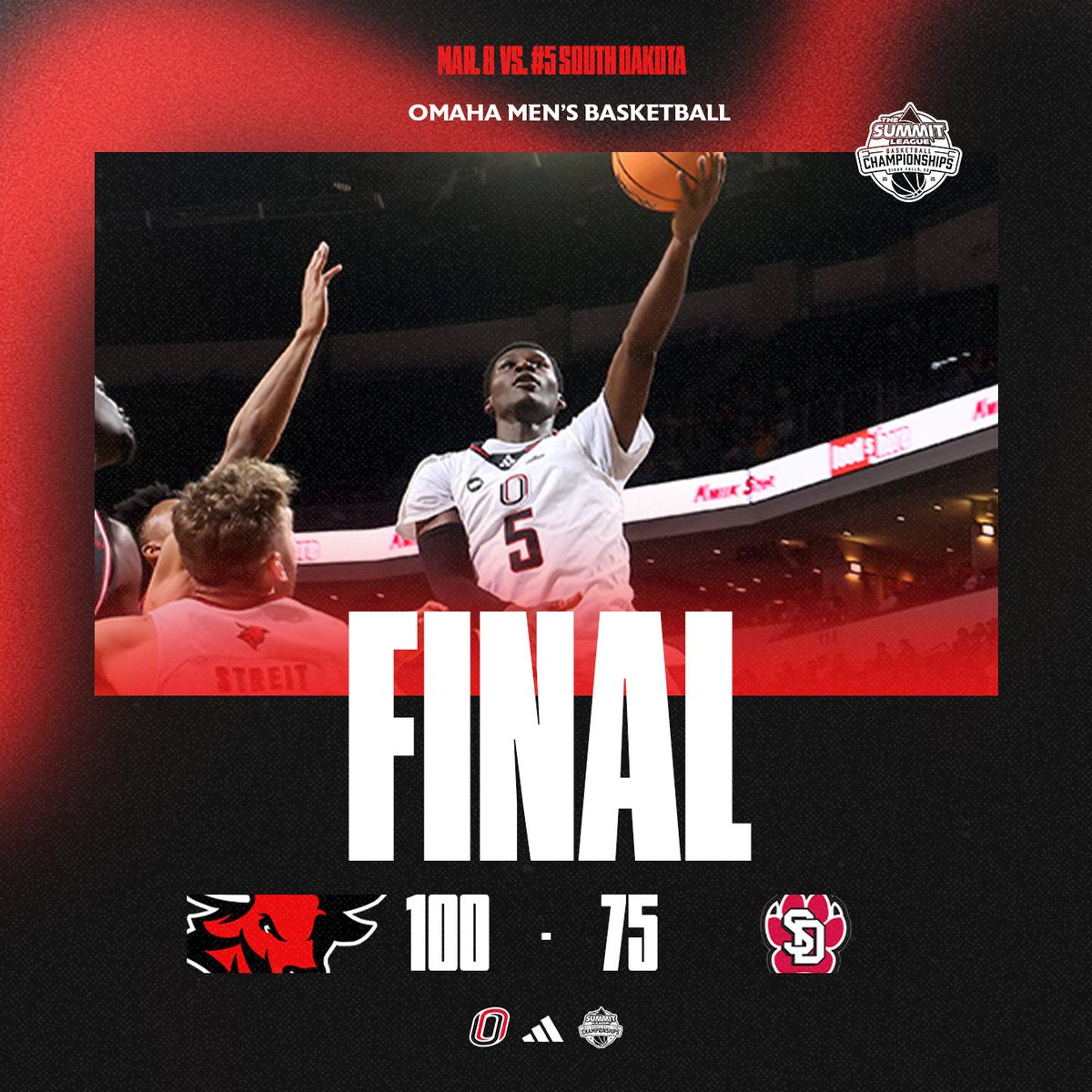 OmahaMBB's tweet photo. THE MAVERICKS ARE GOING TO THE SUMMIT LEAGUE CHAMPIONSHIP FINAL 🏆

#GoMavs #OmahaMBB https://t.co/k429DWNsxY