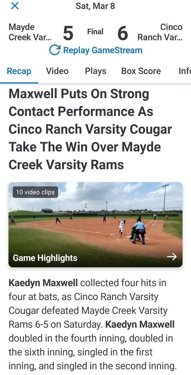 Going into Spring Break with a win! Great job today, Lady Cougs! 👏👏👏
Next game, 3/18 vs. Morton Ranch. 🥎 #CPOE
#catchyaontheflipside