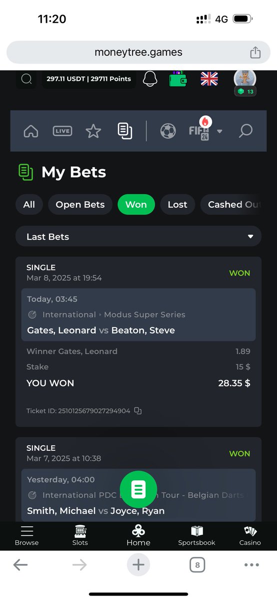 LukyBlue99's tweet image. 💰 Another W with MIDA pool on @Moneytree_games! 🔥
Placed my bets personally &amp;amp; secured a win! 🏆💵

@Mida_DAO proving once again how solid our sportsbook is! 📊📈

#MIDA #Betting #CryptoSports #WinningStreak 🚀