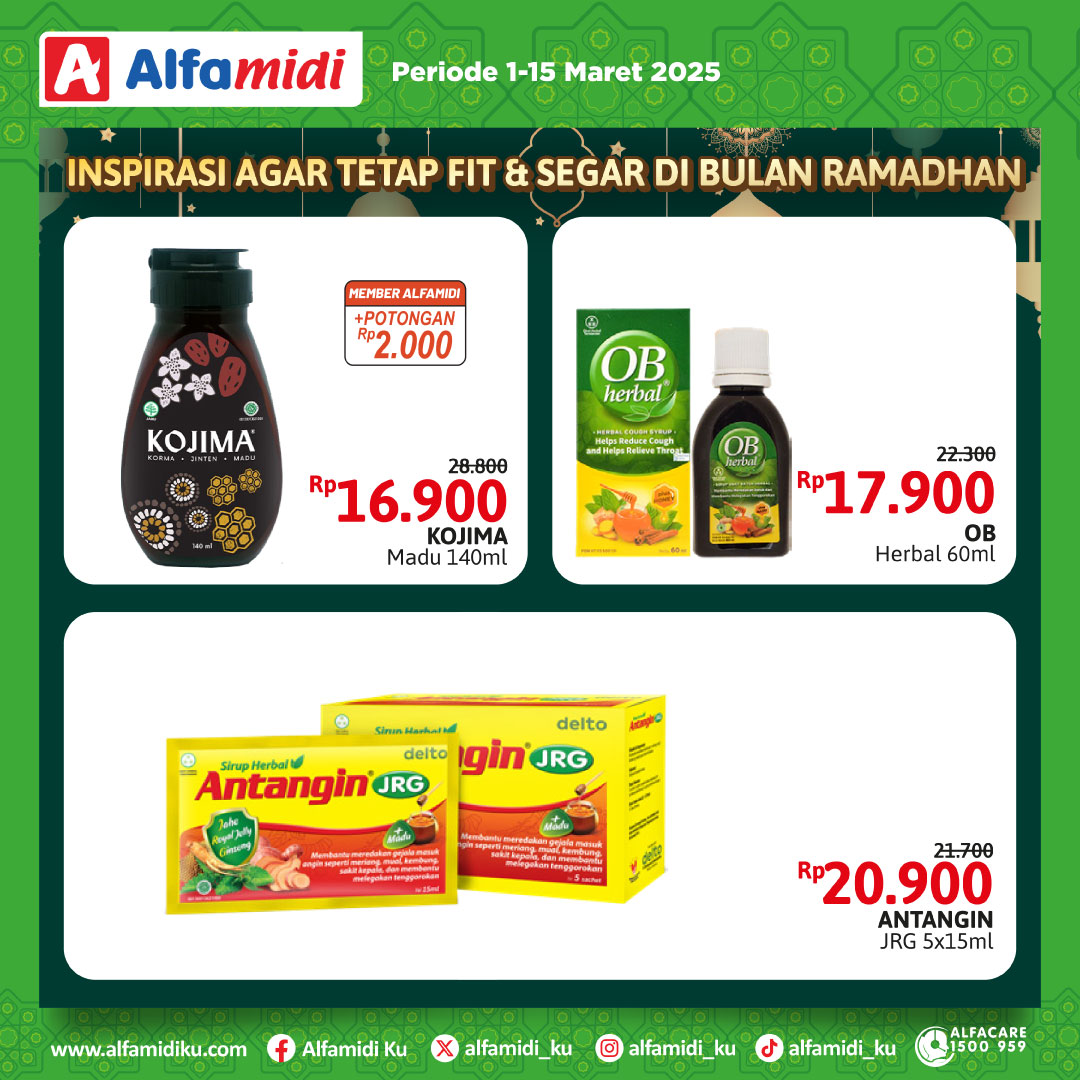 alfamidi_ku's tweet image. Jaga stamina dan tetap segar selama Ramadan! ✨

Dapatkan promo agar tetap fit bulan Ramadan di Alfamidi hingga 15 Maret 2025.

#RamadanFit #PromoAlfamidi #ayokealfamidi #alfamidifavoritkeluarga #alfamidiuntukindonesia #alfamidihadirmelayani