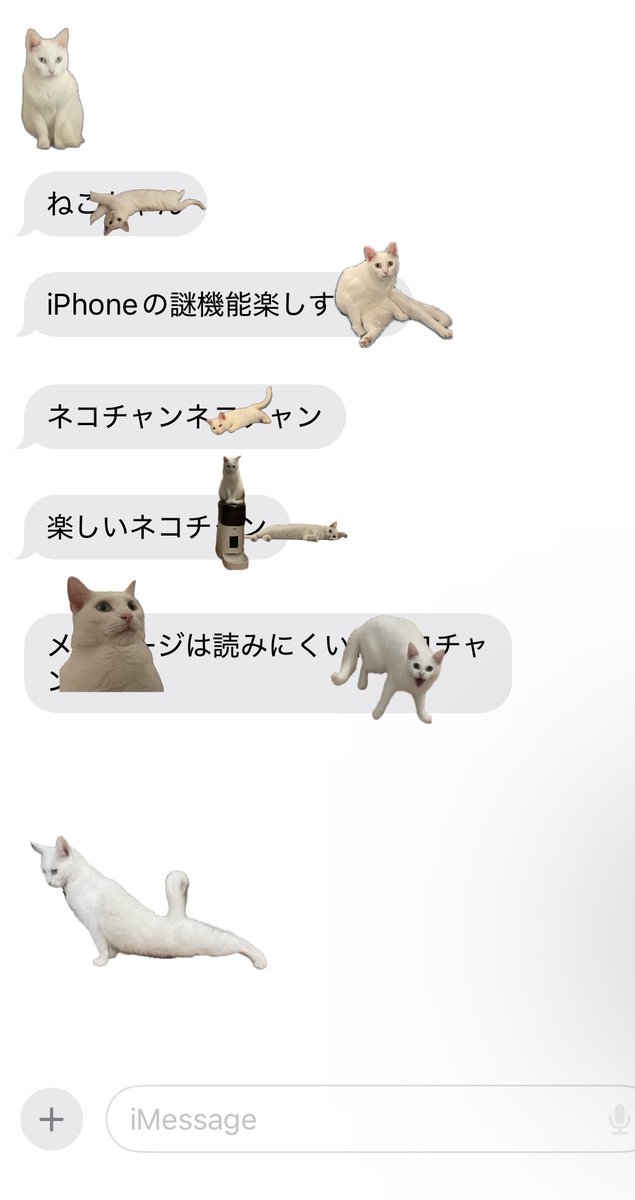 iPhoneのラブリー謎機能見つけてしまった、ネコチャンでメッセージの