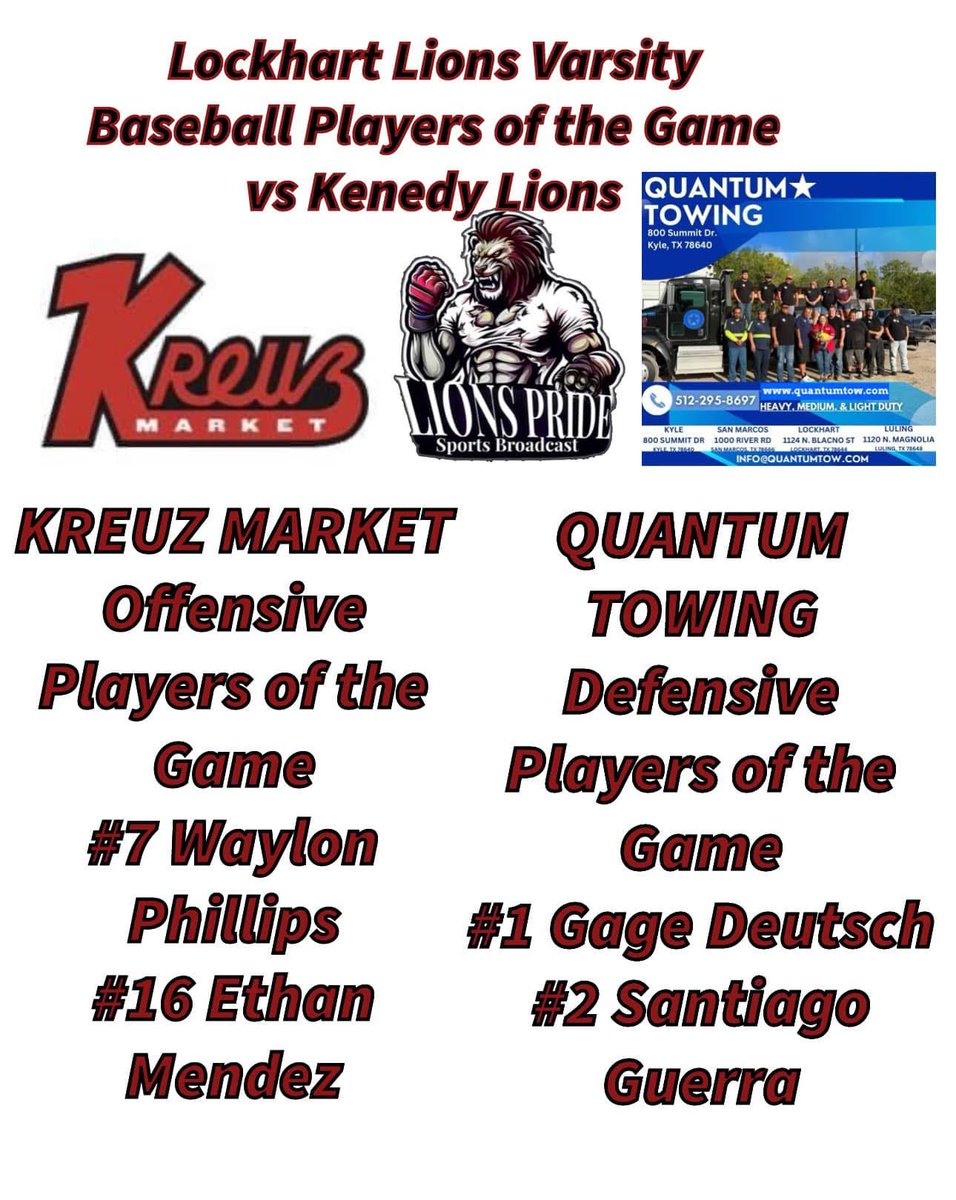 Great job gentlemen, let’s keep the momentum rolling into district. 
<a href="/LockhartISD/">Lockhart ISD</a> <a href="/LocLions/">Lockhart Athletics</a>