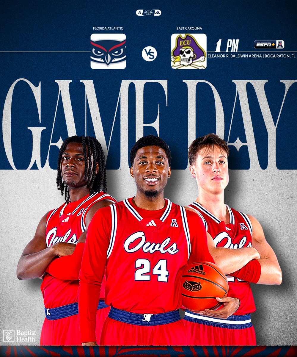 Florida Atlantic Men's Basketball (@faumbb) on Twitter photo SENIOR DAY!!
๐: East Carolina
โฐ: 1 p.m.
๐๏ธ: Eleanor R. Baldwin Arena
๐ง: Fox Sports 640 South Florida
๐บ: ESPN+
๐: statb.us/b/546738
#WIP๐๏ธ | <a href="/BaptistHealthSF/">Baptist Health</a> SENIOR DAY!!
๐: East Carolina
โฐ: 1 p.m.
๐๏ธ: Eleanor R. Baldwin Arena
๐ง: Fox Sports 640 South Florida
๐บ: ESPN+
๐: statb.us/b/546738
#WIP๐๏ธ | <a href="/BaptistHealthSF/">Baptist Health</a>
