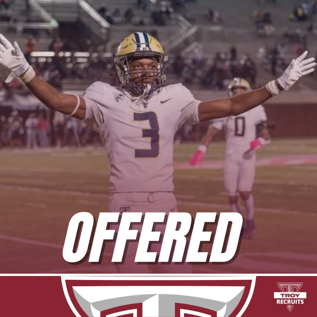 BREAKING: C/O 2026 Troy Trojans <a href="/TroyTrojansFB/">Troy Trojans Football 8x⚔️</a>
has offered 6’0 180lbs Safety Dannell Jester <a href="/DannellJester/">Dann3ll🤫</a> from Thomas County Central High School. Jester has 58 tackles and 4 picks, 7 pbus  and 2 punt blocks this season. He has 7 other offers. #TroyReport #TroyTrojans