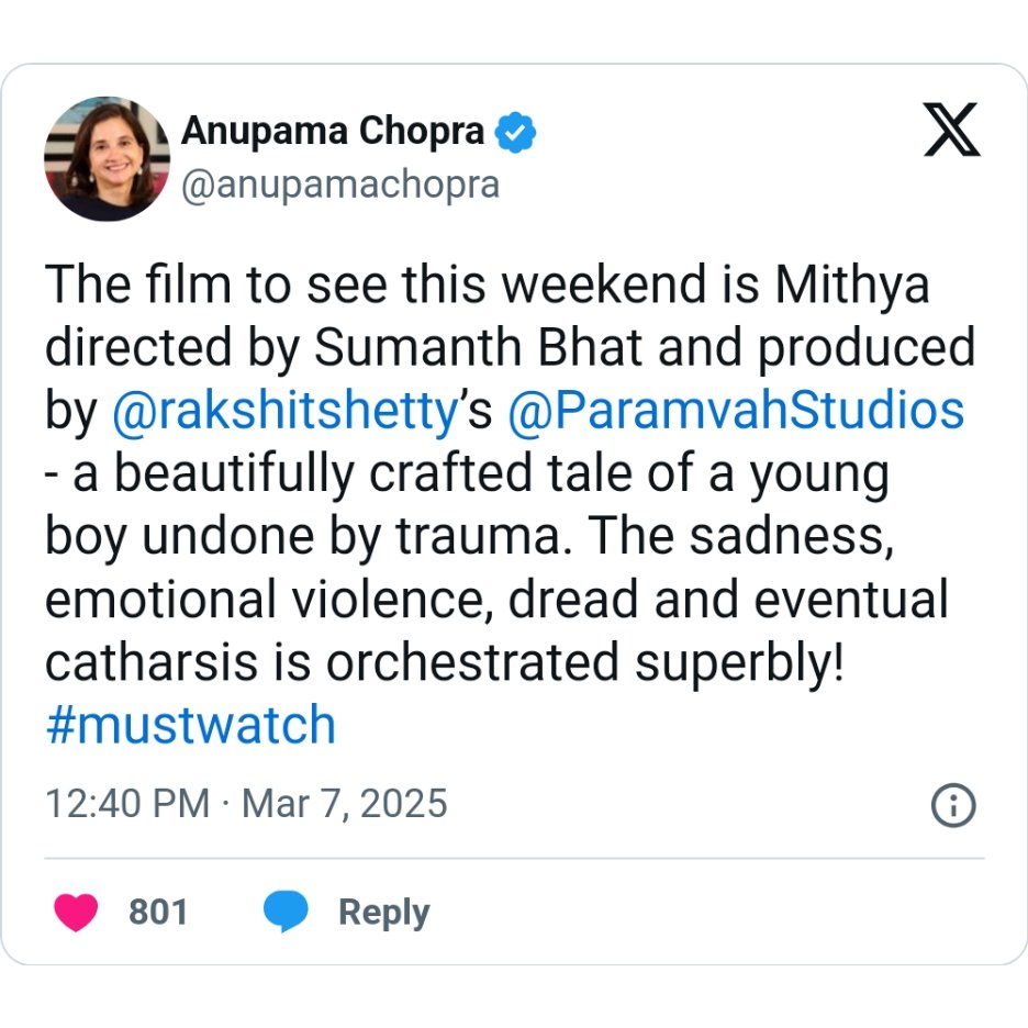 IamHCB's tweet image. Critics can&apos;t stop talking about #Mithya 

Have you watched it yet? If not, grab your tickets and experience it on the big screen today 💥

#MithyaOnMarch7th #SumanthBhat #ParamvahaPictures