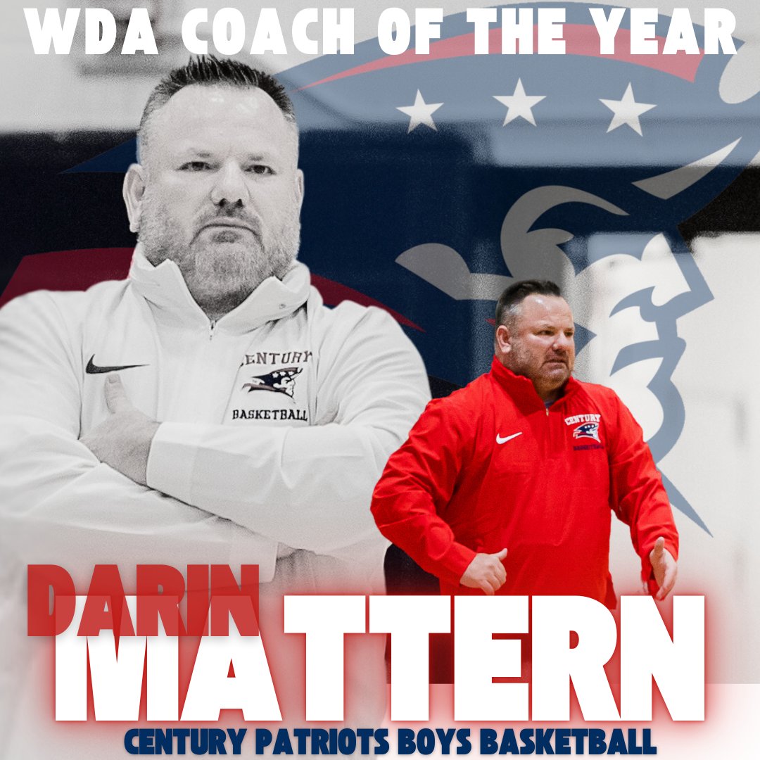 Century Boys Bball (@bballcentury) on Twitter photo Congratulations to Century Head Coach Darin Mattern for being selected as the WDA Coach of the Year! Proud to be led by the BEST!
#EliteMindset Congratulations to Century Head Coach Darin Mattern for being selected as the WDA Coach of the Year! Proud to be led by the BEST!
#EliteMindset