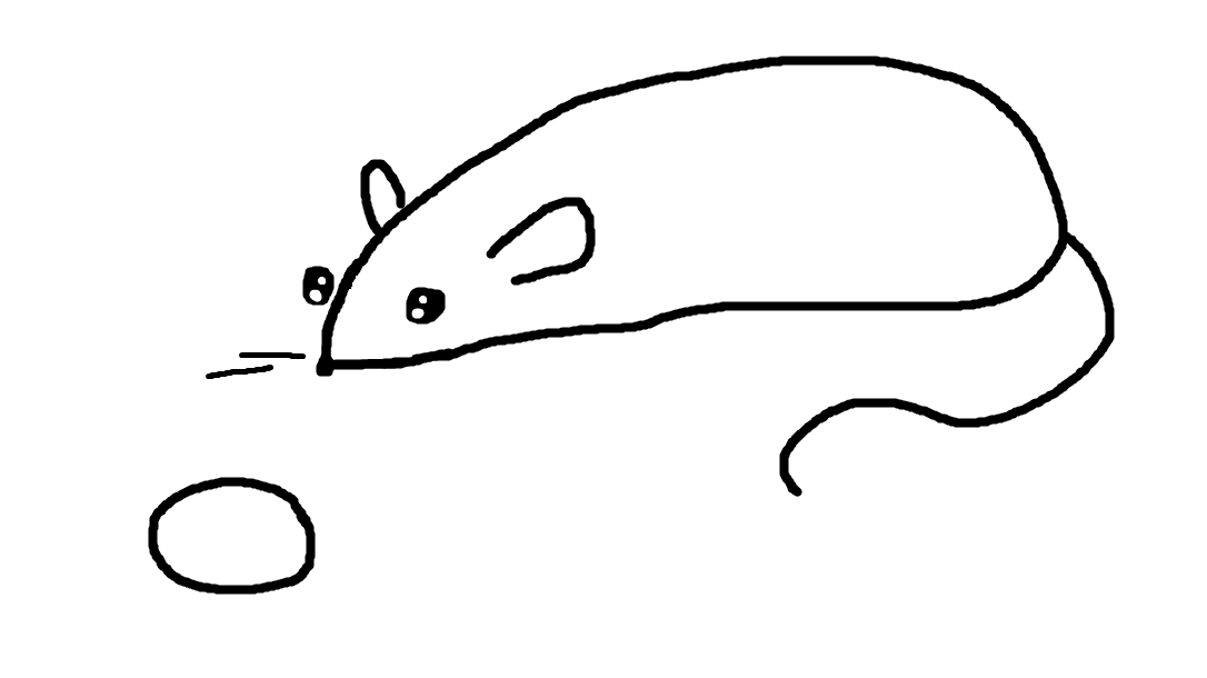 I call this shitty ms paint rat drawing, "Rat viewing a thin mint in their proximity" -2025