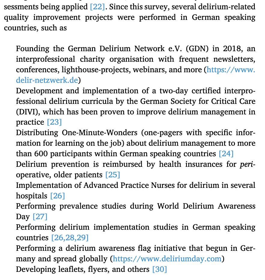 Peter Nydahl (@nydahlpeter) on Twitter photo Delirium Management in Germany 2016 vs 2024
Projects & progress:
use of validated assessments (57 % vs 73 %)
prevention programs (35 % vs 45 %)
information materials (19 % vs 34 %)
use of restraints (68 % vs. 58 %)
<a href="/delir_netzwerk/">Delir-Netzwerk</a>
sciencedirect.com/science/articl… Delirium Management in Germany 2016 vs 2024
Projects & progress:
use of validated assessments (57 % vs 73 %)
prevention programs (35 % vs 45 %)
information materials (19 % vs 34 %)
use of restraints (68 % vs. 58 %)
<a href="/delir_netzwerk/">Delir-Netzwerk</a>
sciencedirect.com/science/articl…