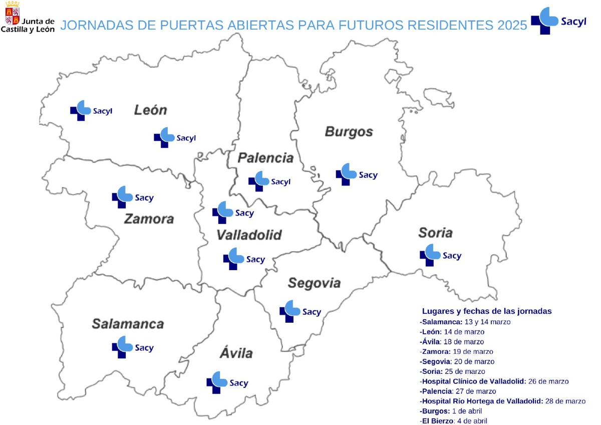 #MIR #EIR #FIR #PIR #QIR #BIR #RFIR

¡CYL os espera!
Comenzamos las jornadas de #puertas #abiertas en nuestras áreas de salud.
Conoce nuestros hospitales y centros de AP.
¡Ven a #formarte con nosotros!

Aquí os dejamos TODAS las fechas: