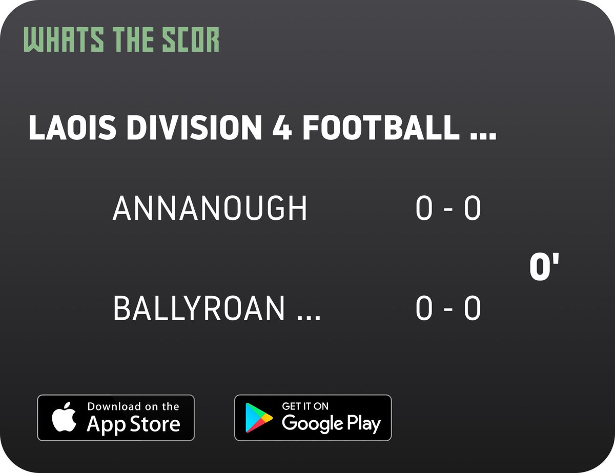 Annanough GAA (@annanoughgaa) on Twitter photo Get Live Score Updates straight to your phone, download Whats The Scor. Follow us on <a href="/WhatstheScor/">Whats The Scór</a> … thrown in at 12.00 Get Live Score Updates straight to your phone, download Whats The Scor. Follow us on <a href="/WhatstheScor/">Whats The Scór</a> … thrown in at 12.00
