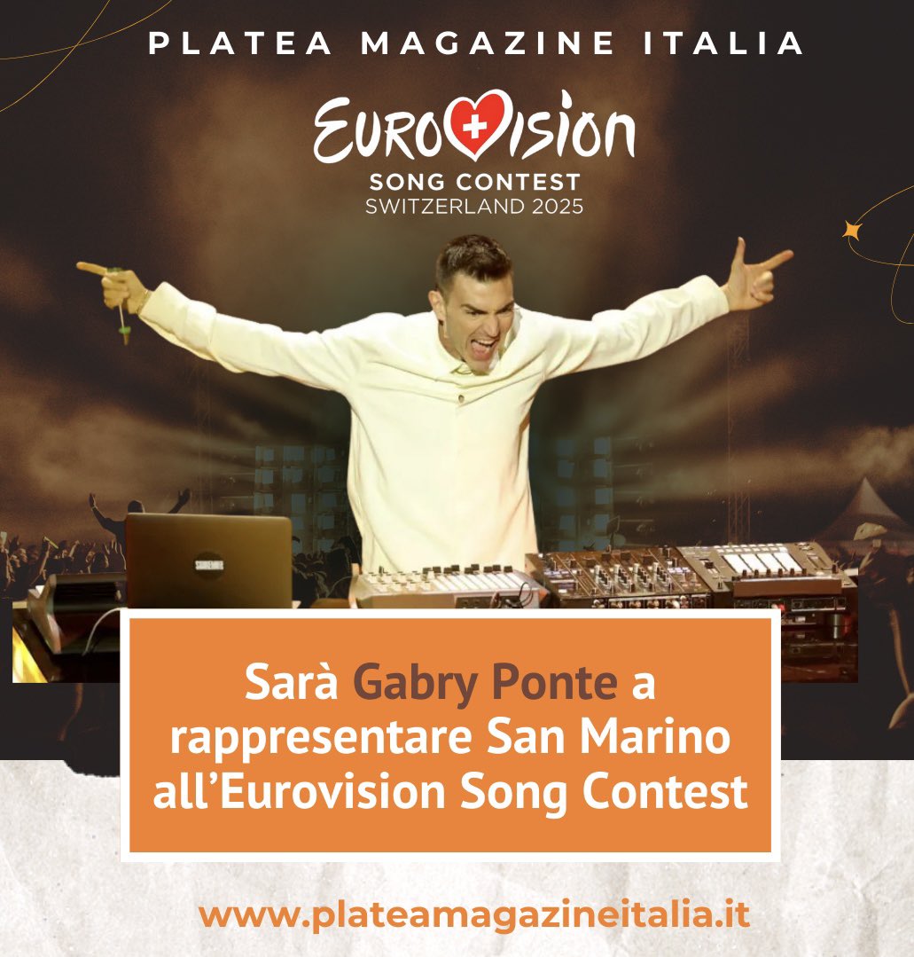 Gabry Ponte vola all’Eurovision Song Contest 2025!. Sarà il Dj a rappresentare San Marino al Contest Europeo!. 
#Eurovision2025