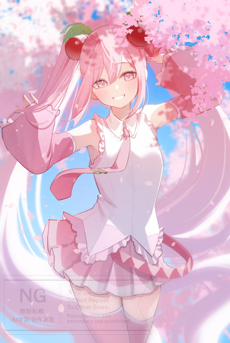 初音ミク ,桜ミク 「#ミクの日 」|Skoll.のイラスト