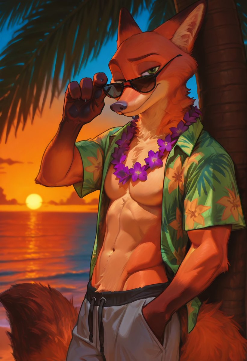 "Sunlit Shores" - Nick Wilde (Zootopia) | Request
"Miss you, Carrots. Don’t worry, I saved some sand for you." ~ N 🧡
---- ----
#NickWilde #anthroart #furryart