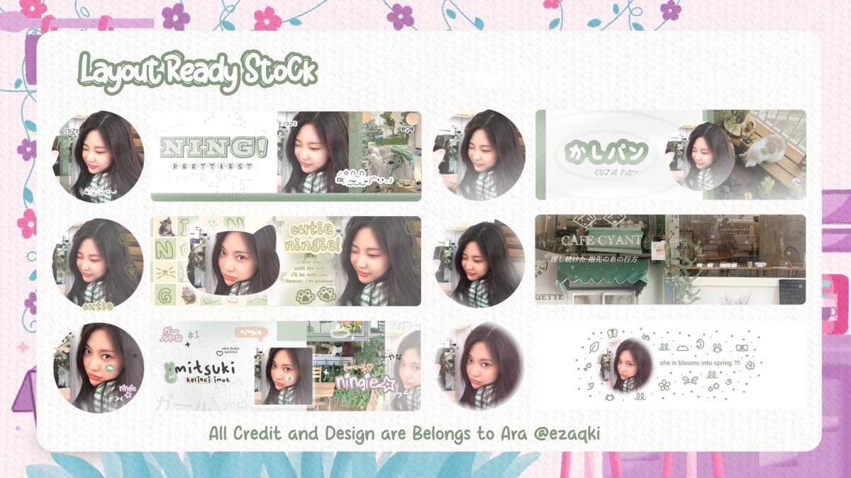 ezaqki's tweet photo. — help retweet pweasee... ♡🦄`

heyyoo besties!~` aku punya 6 layout ready stok ningning terbaru yang bisa di take yaa 🔮 scroll down untuk detailnya ada di ALT!! free retext juga bestie 🎀 mari di jemputt 😋✨️

#zonauang #zonaba #zonajajan https://t.co/HrG0aiaOzr