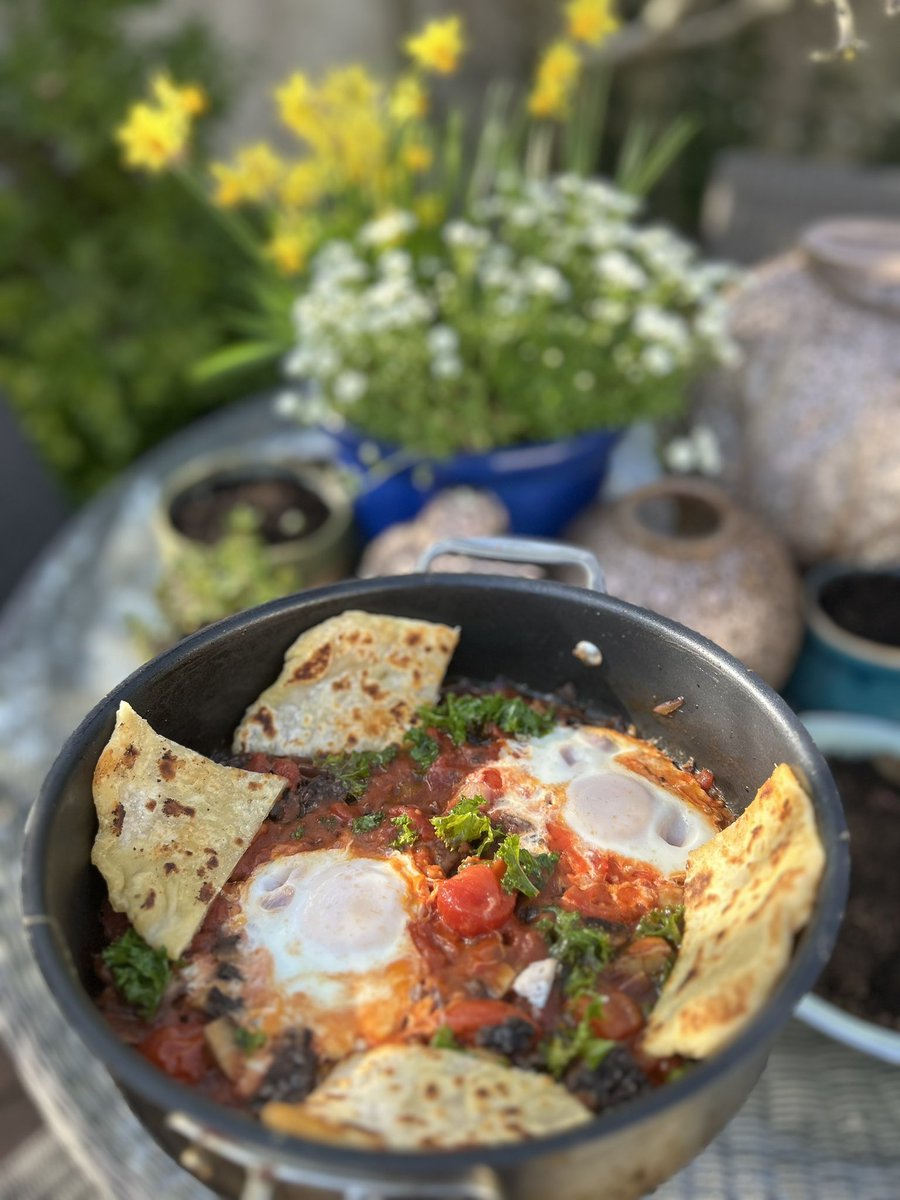 Dr Deirdre Giblin (@deirdregiblin1) on Twitter photo A sunny clean-out-the-fridge breakfast 🍳☀️of Ireland meets Turkey with Eggs Shakshouka made with <a href="/ClonakiltyBP/">Clonakilty Food Co</a> black pudding, mushrooms, tomatoes, onions & kale with flat breads (yoghurt & flour) 😋 A sunny clean-out-the-fridge breakfast 🍳☀️of Ireland meets Turkey with Eggs Shakshouka made with <a href="/ClonakiltyBP/">Clonakilty Food Co</a> black pudding, mushrooms, tomatoes, onions & kale with flat breads (yoghurt & flour) 😋