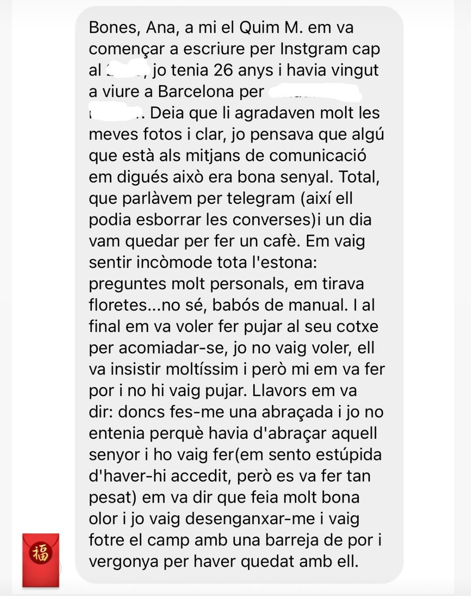 I no paren de sortir més casos. Aquest testimoni explica molt i molt bé dos conceptes claus en el seu modus operandi: la insistència i la llardositat.