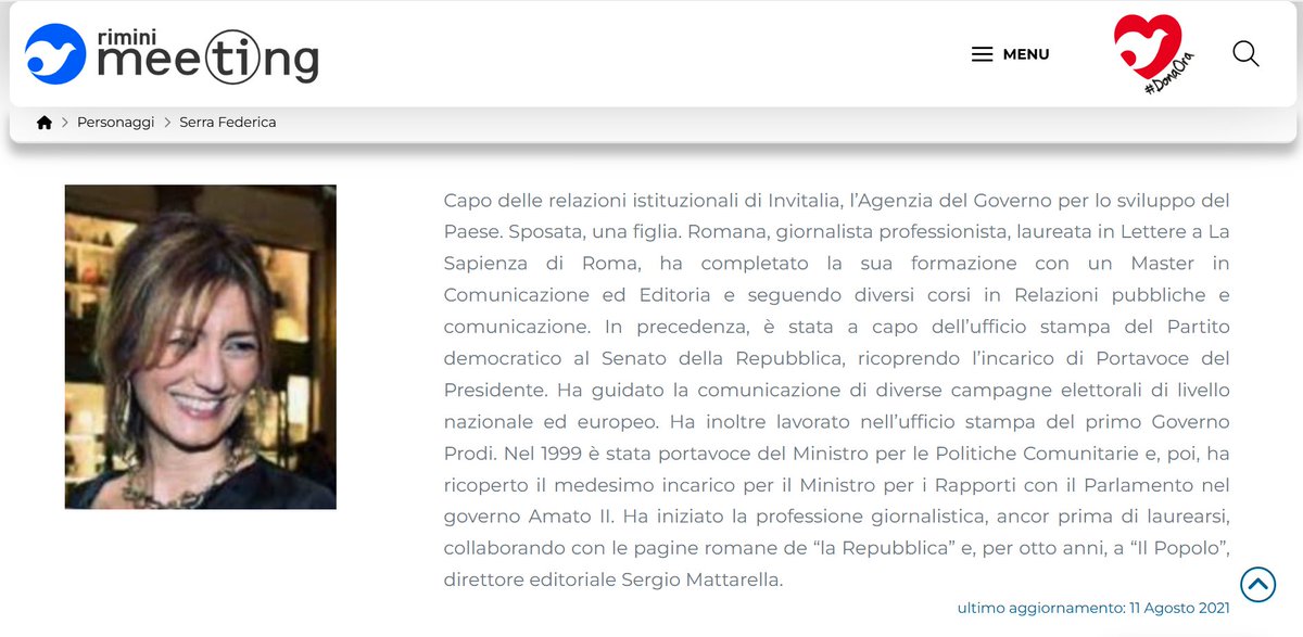 ricpuglisi's tweet image. In questa biografia di Federica Serra, moglie di Fabrizio Roncone giornalista del Corriere, si sottolinea con enfasi il fatto che lei abbia lavorato per otto anni per il Popolo, "direttore editoriale Sergio Mattarella".

Buffo!

#Stroppa 

#Musk 

meetingrimini.org/personaggi/ser…