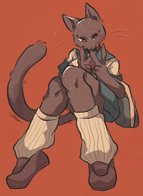 黒猫の女の子 #獣人 #イラスト #illustration