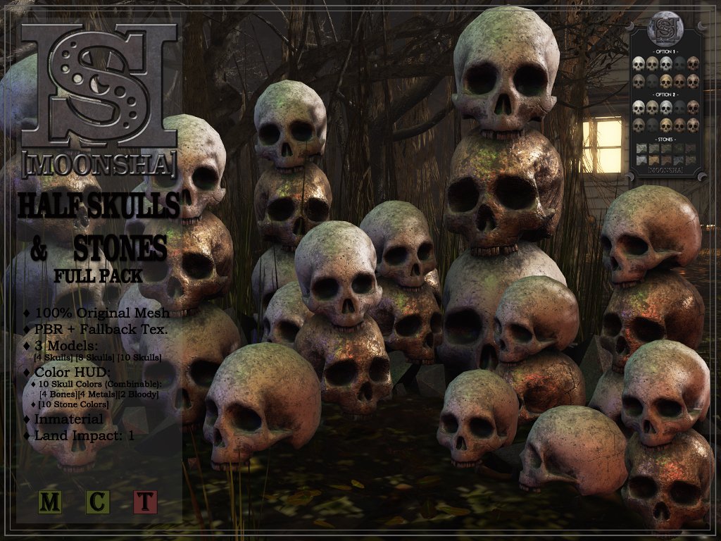 𝐇𝐀𝐋𝐅 𝐒𝐊𝐔𝐋𝐋𝐒 🙴 𝐒𝐓𝐎𝐍𝐄𝐒 💀

Stacked skull tops for a hauntingly stylish decor! Perfect for gothic settings, Halloween themes, or adding a dark fantasy touch to your place in Second Life.

Find them at "Disturbeᗡ Event" and get 20% Off
08 March to 29 March - 12:00PM
