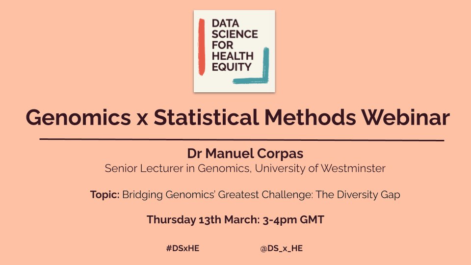 🔬 Exciting news! We're thrilled to announce the relaunch of our Genomics Theme with a crucial webinar focused on addressing the diversity gap in genomics research.

wix.to/GKCQlah